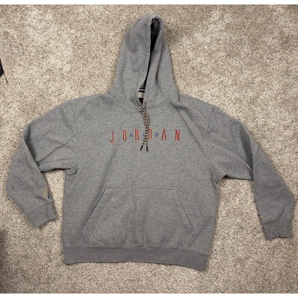 Jordan Brand Mens XL Gray Embroidered Logo Pullover Hoodie Standard Fit Fleece